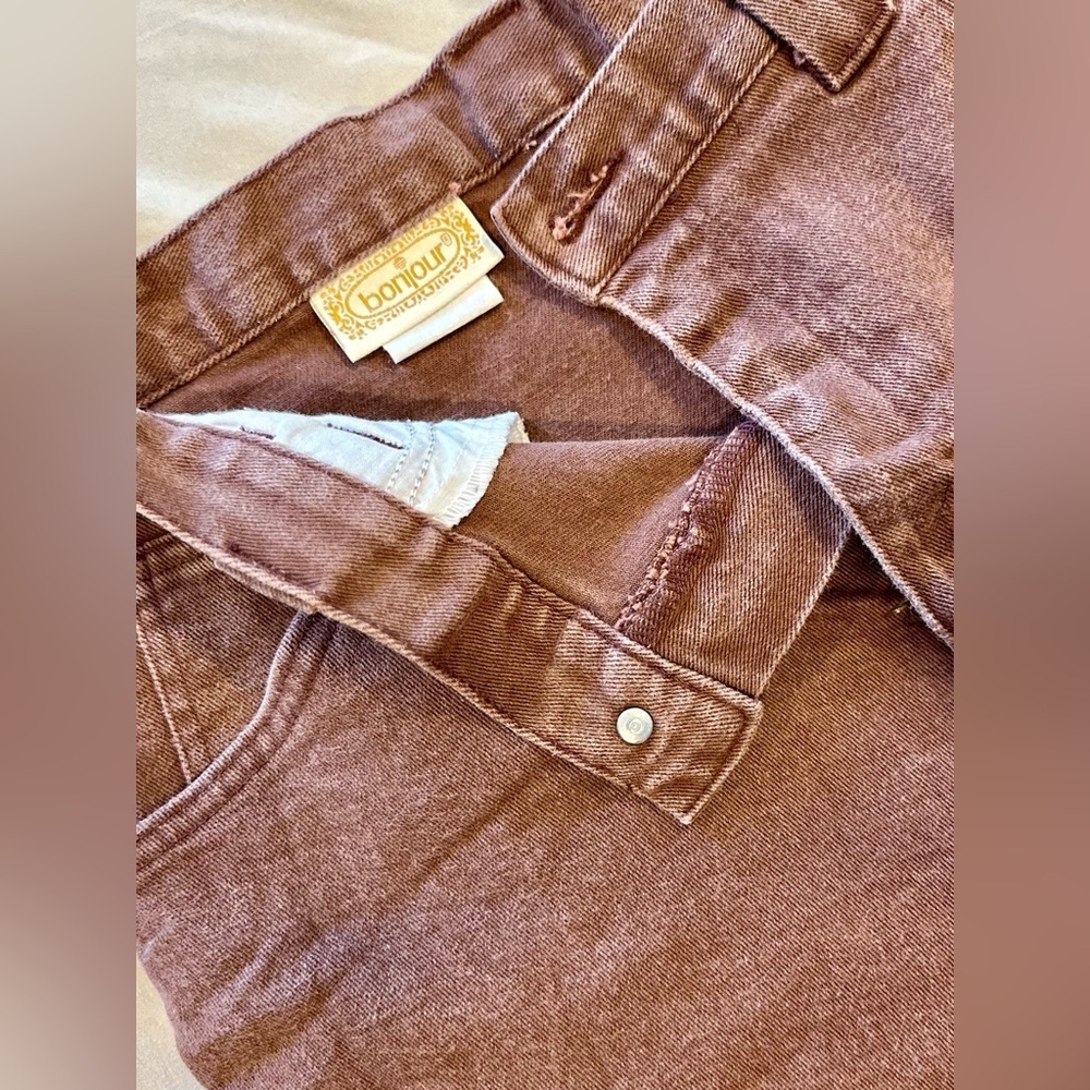 Vintage Bonjour Jeans Women’s 14 High Waist Brown Tapered Leg Made in USA 80/90 - Picture 2 of 9